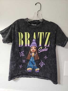 Bratz Sasha Graphic Tee - Black with Purple & Yellow Print